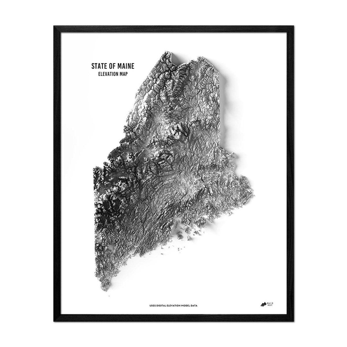 Maine Elevation Map - No Frame - North Drinkware