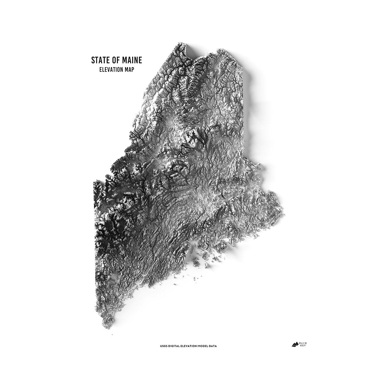 Maine Elevation Map - No Frame - North Drinkware
