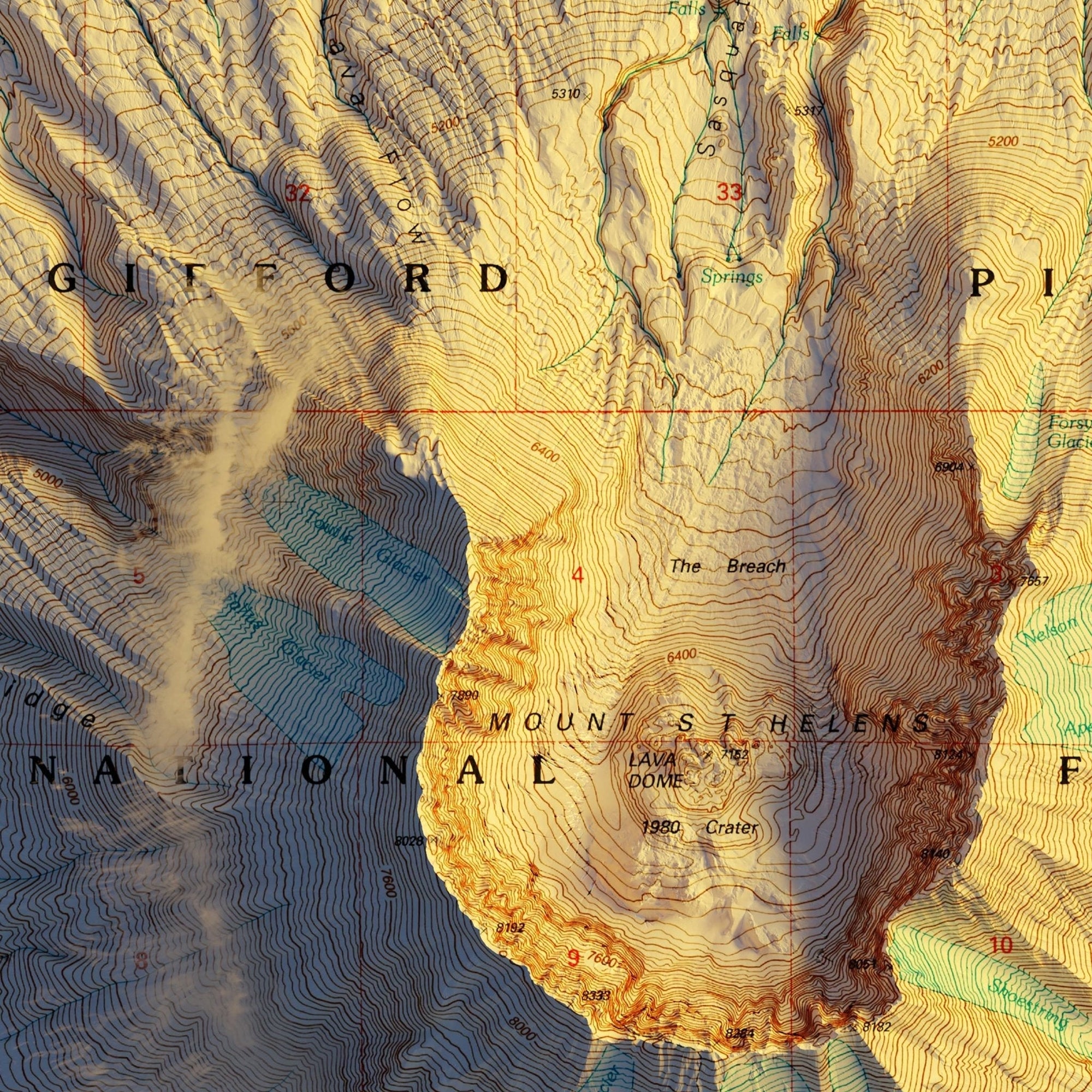 Mount St. Helens, WA 1998 Shaded Relief Map - No Frame - North Drinkware