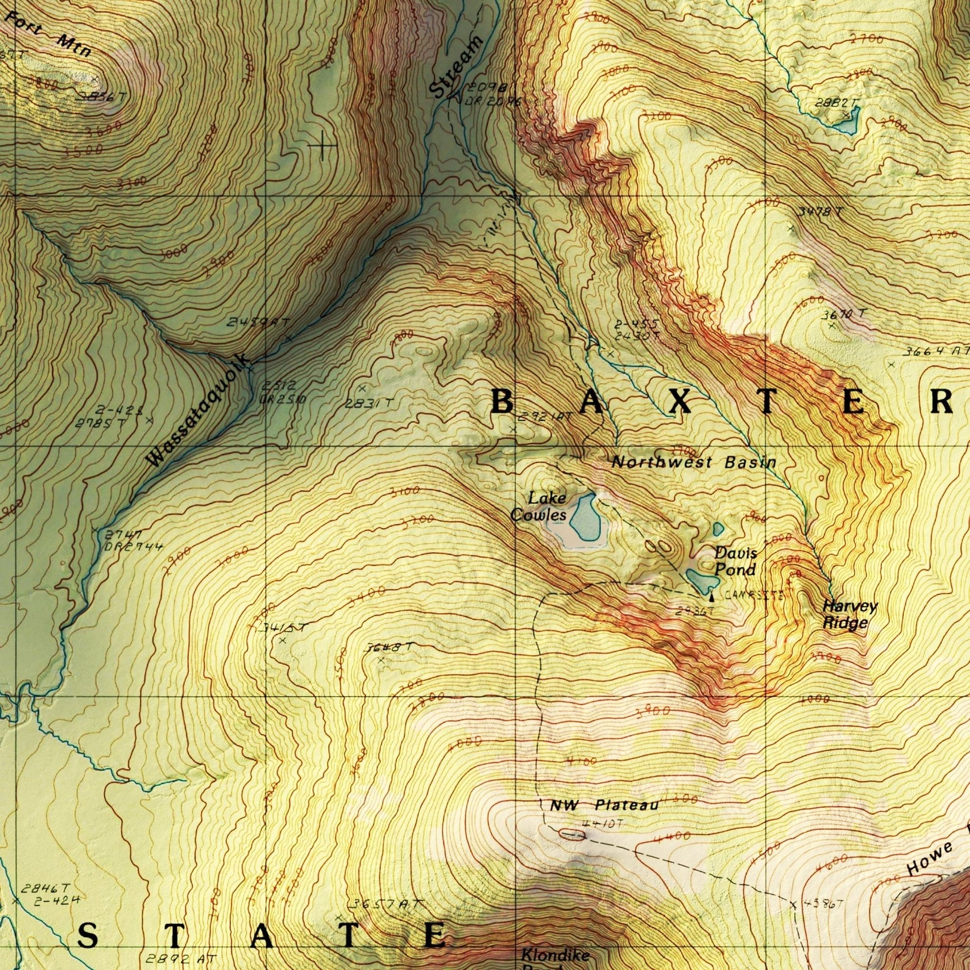 Mt. Katahdin, Maine 1997 Shaded Relief Map - No Frame - North Drinkware