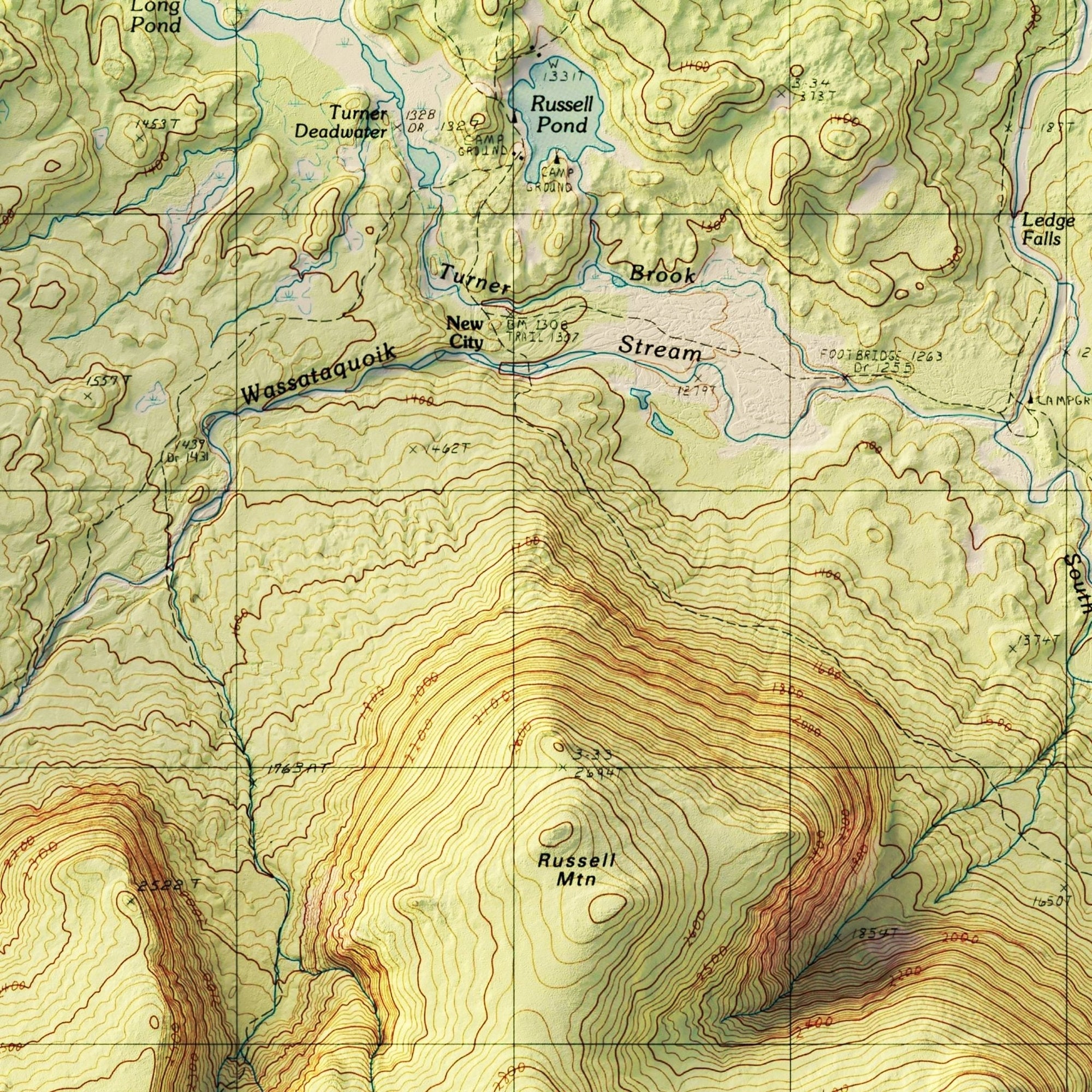 Mt. Katahdin, Maine 1997 Shaded Relief Map - No Frame - North Drinkware