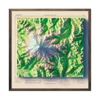 Mt. Rainier National Park 1971 Shaded Relief Map - No Frame - North Drinkware