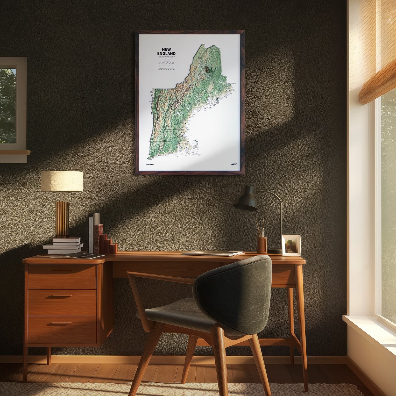 New England 3D Raised Relief Map - No Frame - North Drinkware