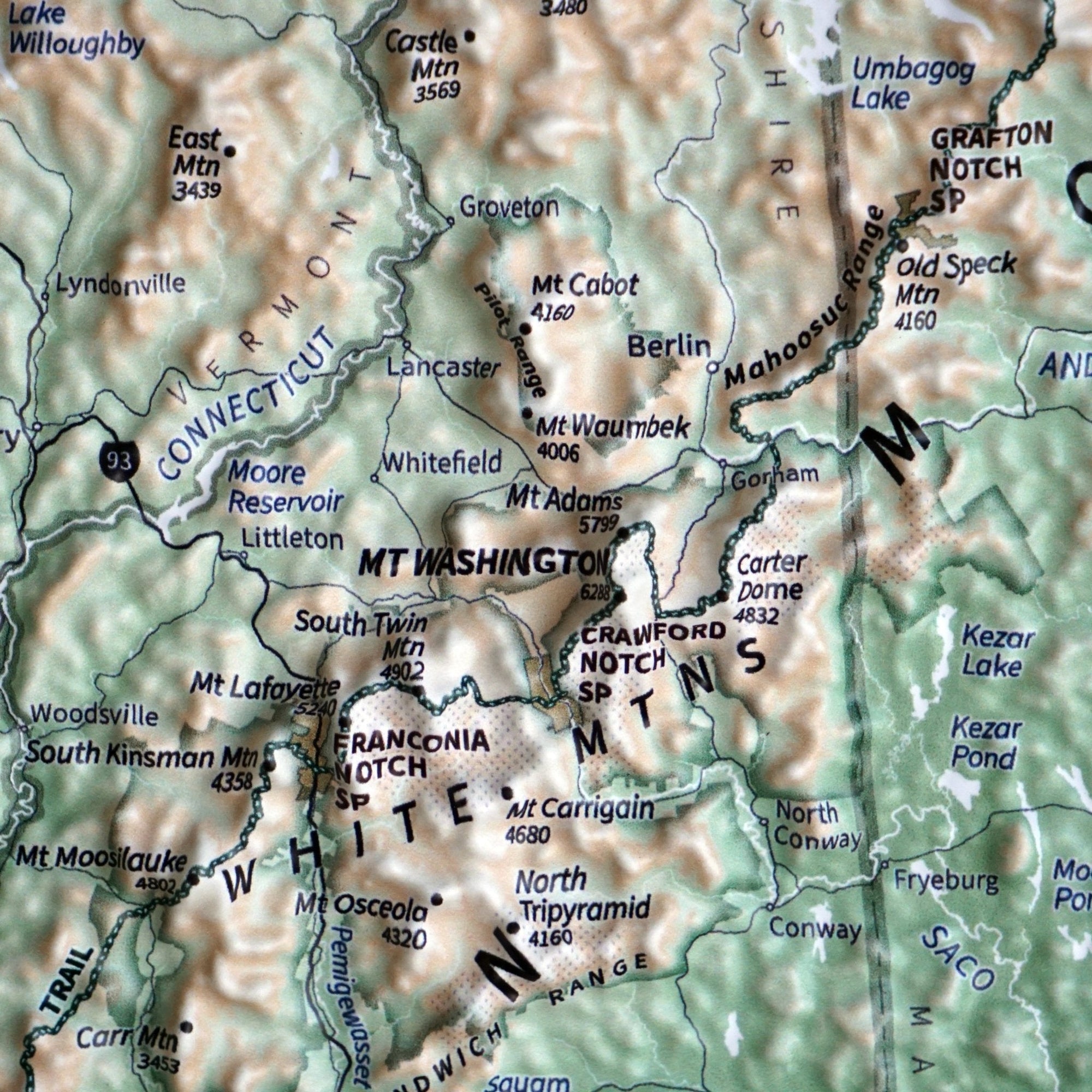 New England 3D Raised Relief Map - No Frame - North Drinkware