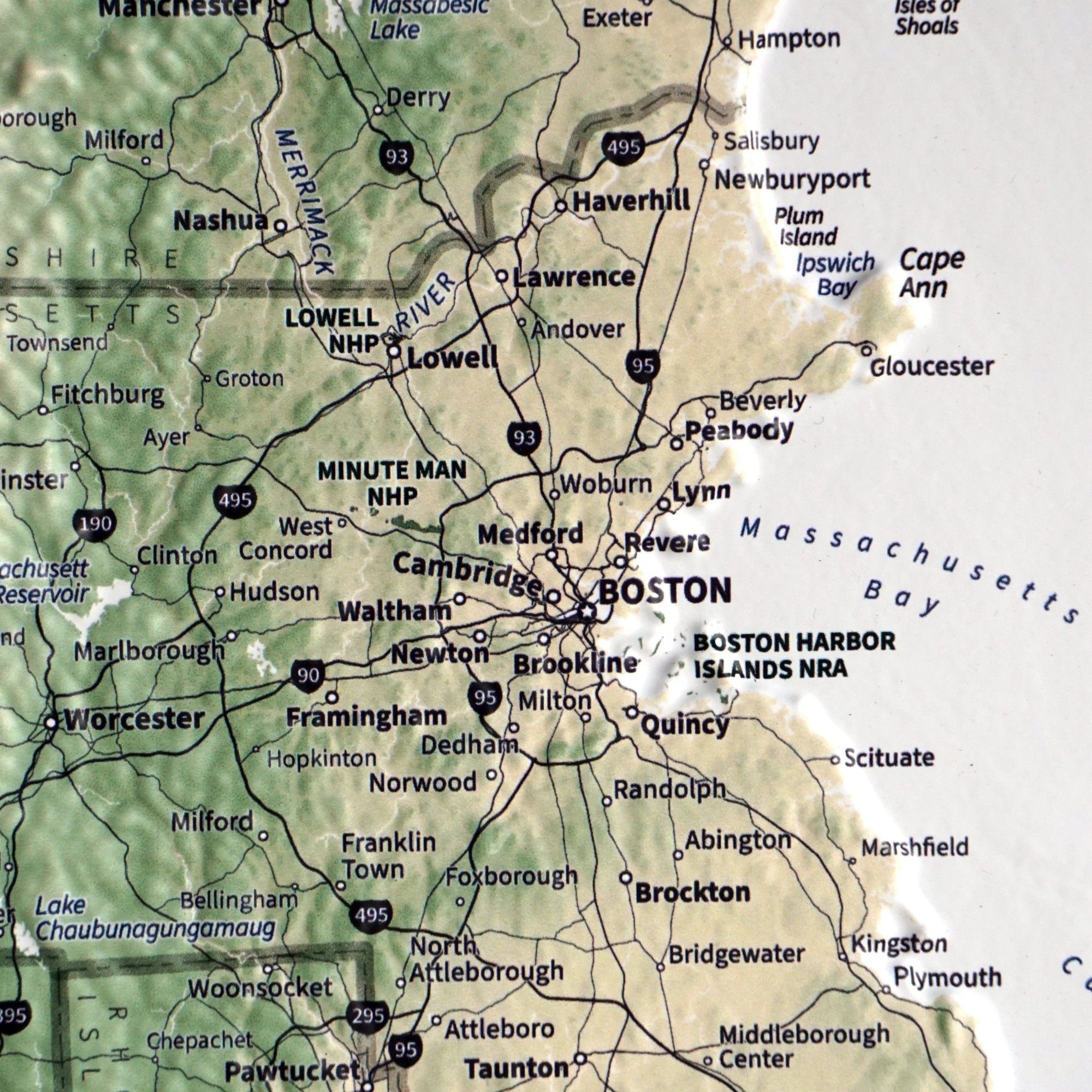 New England 3D Raised Relief Map - No Frame - North Drinkware