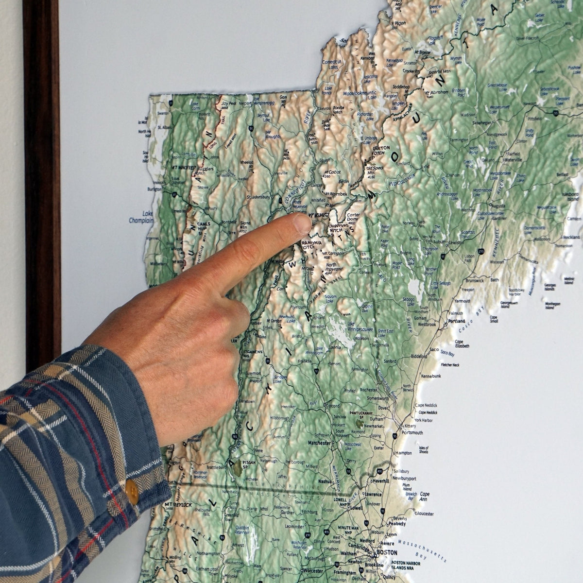 Raised Map New England 3D Raised Relief Map - No Frame