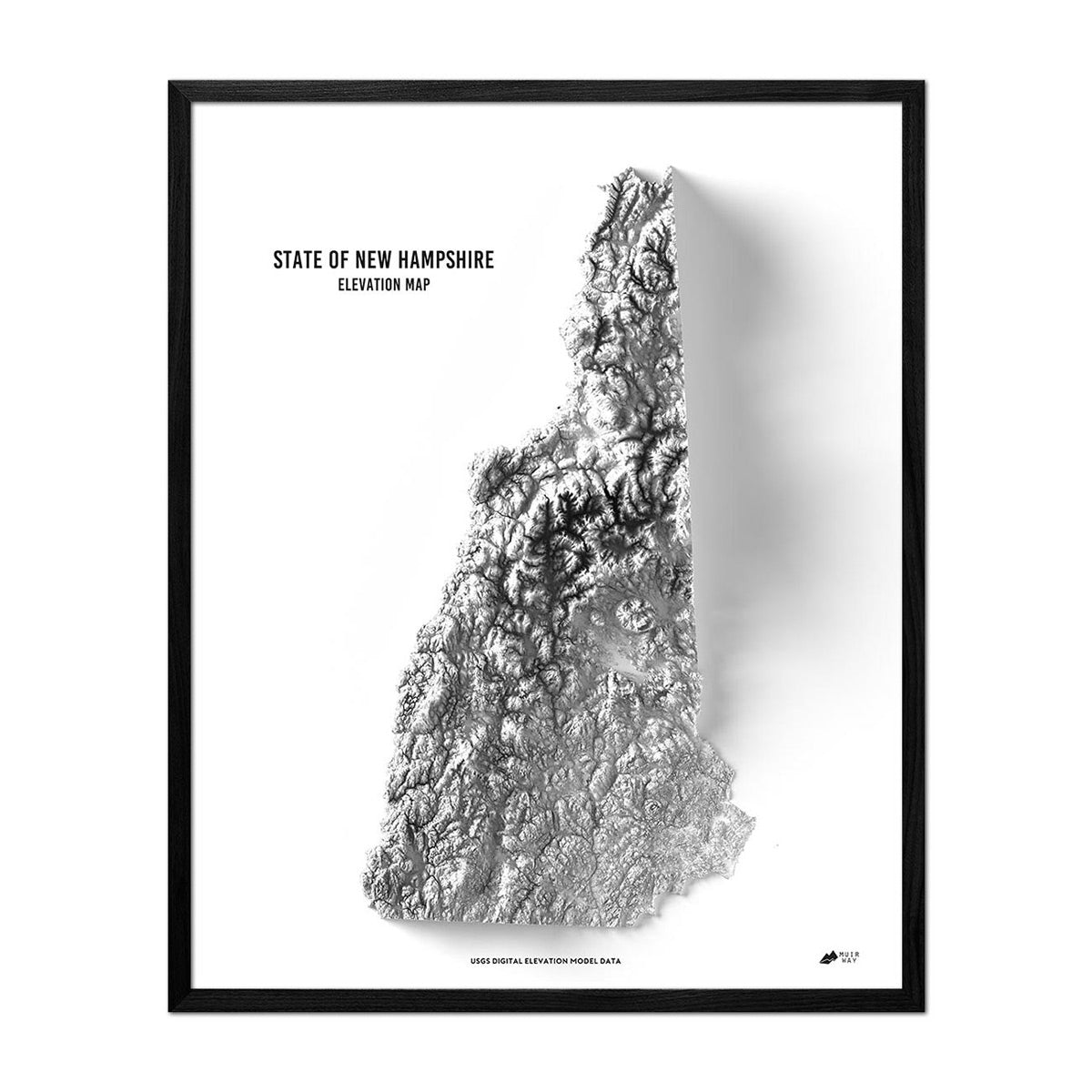 New Hampshire Elevation Map - No Frame - North Drinkware