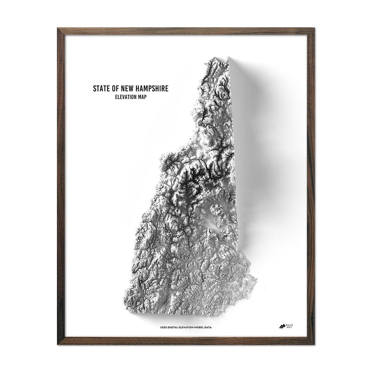 New Hampshire Elevation Map - No Frame - North Drinkware