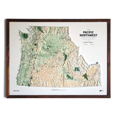 Pacific Northwest 3D Raised Relief Map - No Frame - North Drinkware