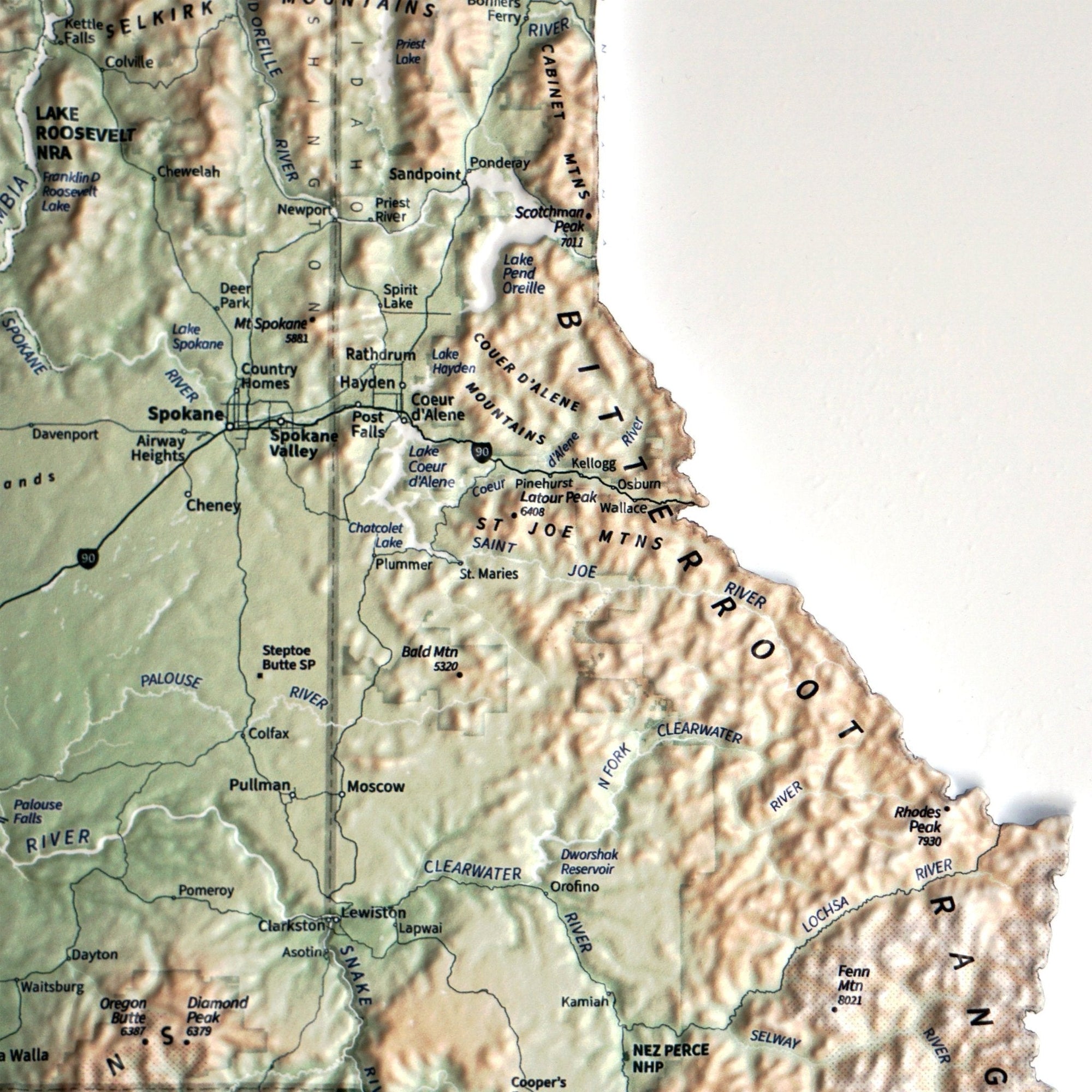 Pacific Northwest 3D Raised Relief Map - No Frame - North Drinkware