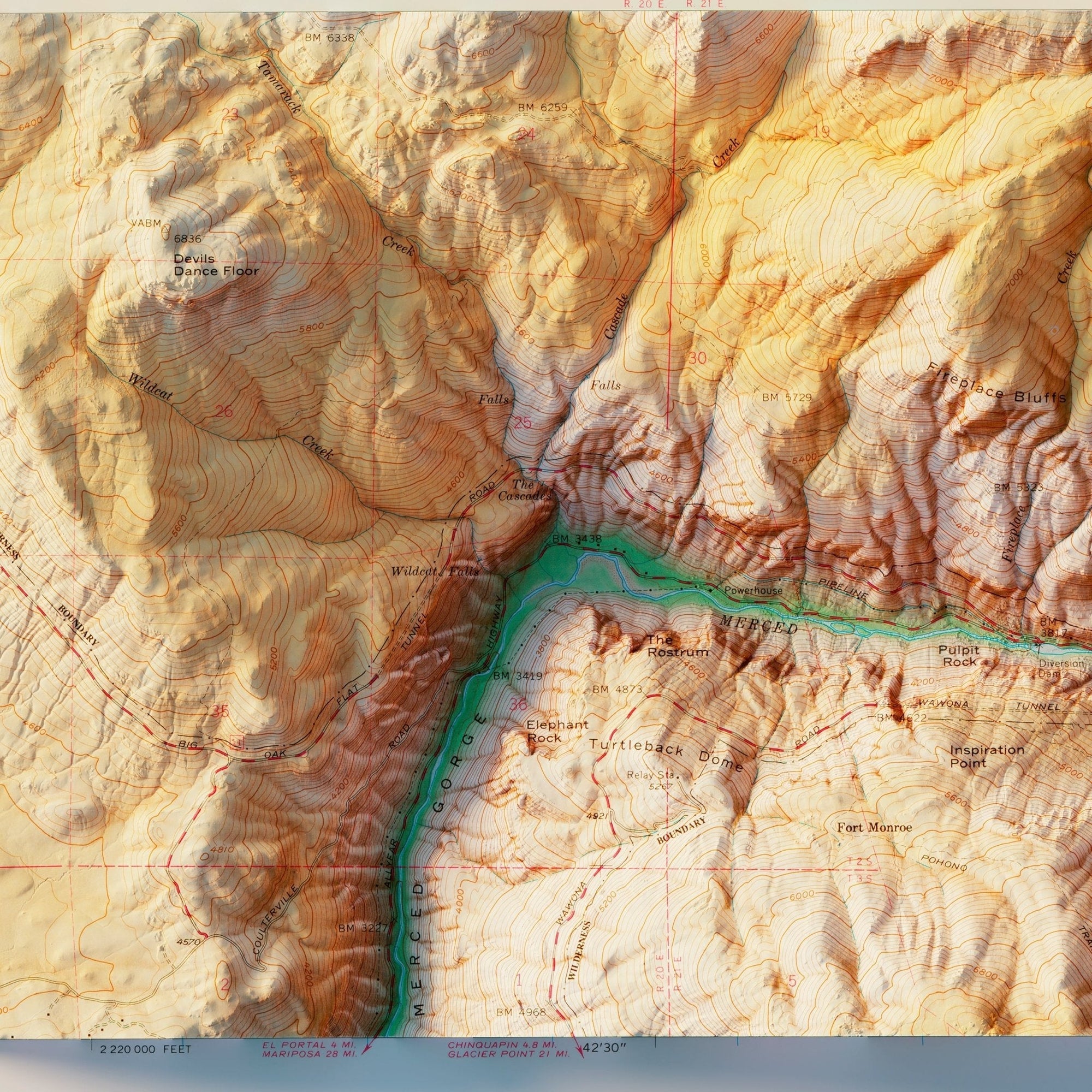 Yosemite Valley 1970 Shaded Relief Map - No Frame - North Drinkware