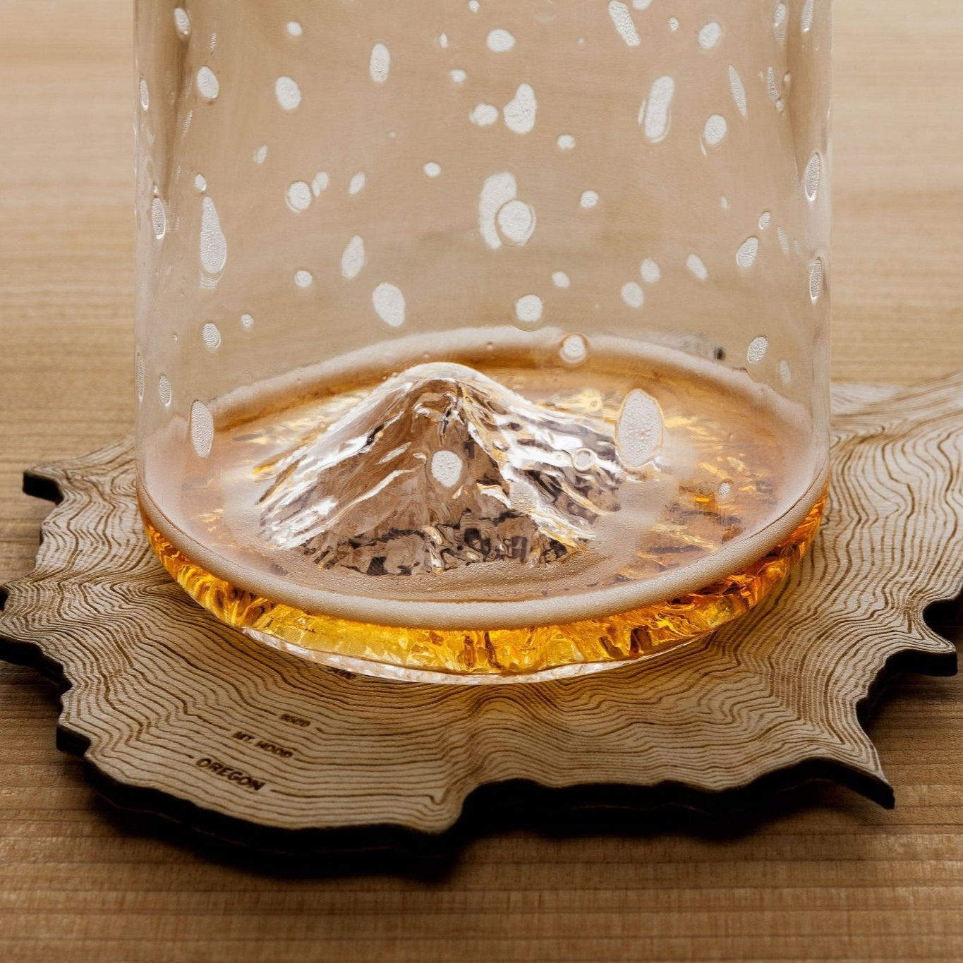 The Mt. Hood Set | Handblown Mountain Whisky, Beer & Coaster Gift
