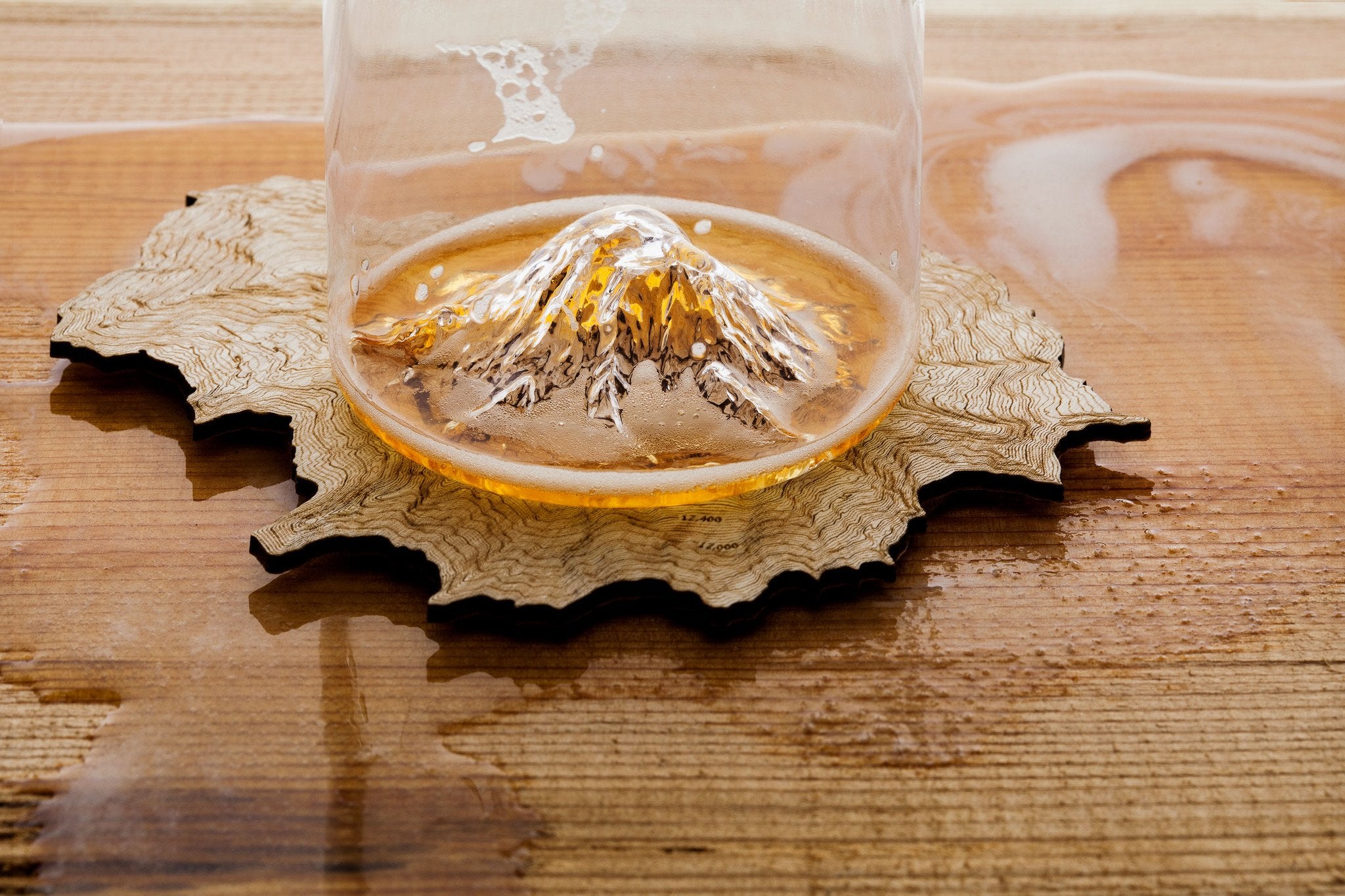 The Mt. Rainier Coaster | Set of Two | Custom Etched Wood